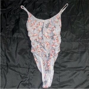 Floral Bodysuit with Pink and Gray Design